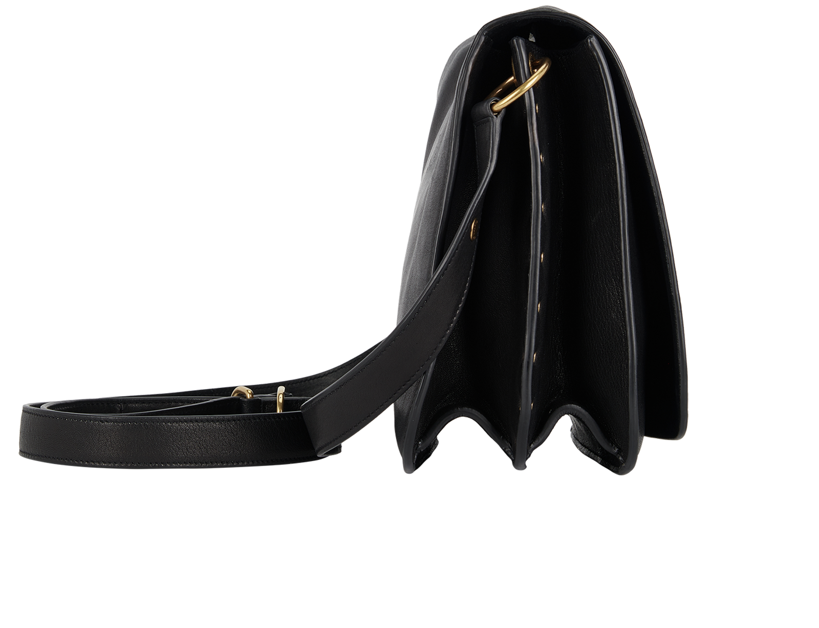 Amalia Flap Bag, &pound;595, Handbags, Black, Leather, Side view